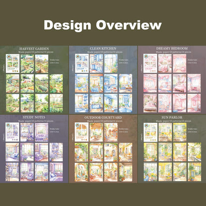 AuriicLeaf Cozy Interior Scene Washi Stickers, 60PCS Vintage Home Aesthetic Stickers for Scrapbooking Journaling Crafting Planner