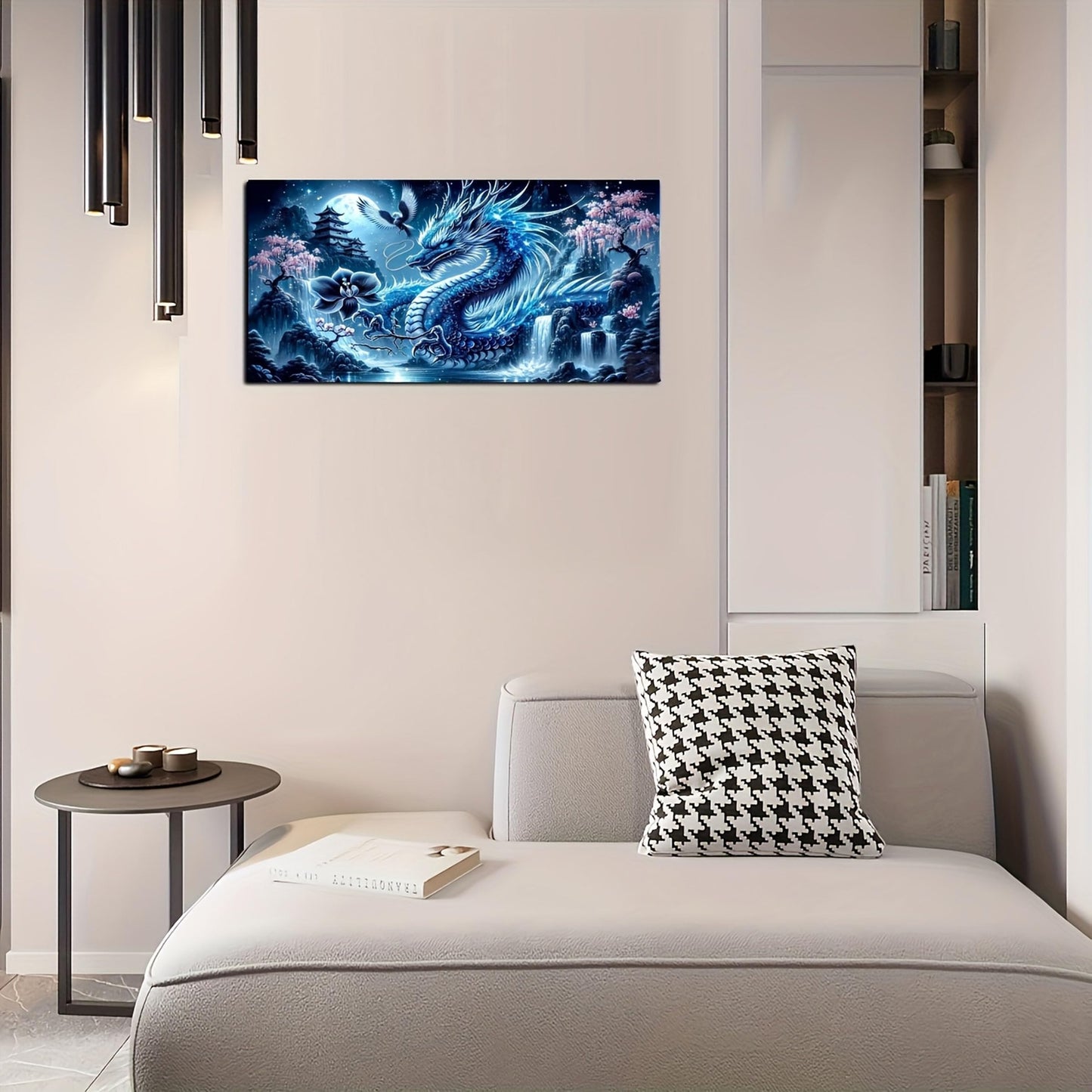 Fantasy Dragon 5D Diamond Painting Kits for Adults,Waterfall Landscape Diamond Mosaic Art,DIY Full Round Diamond Embroidery,Diamond Art Kits for Home Decor,Large size 31.5 x 15.7 inches,DIY Mosaic Art