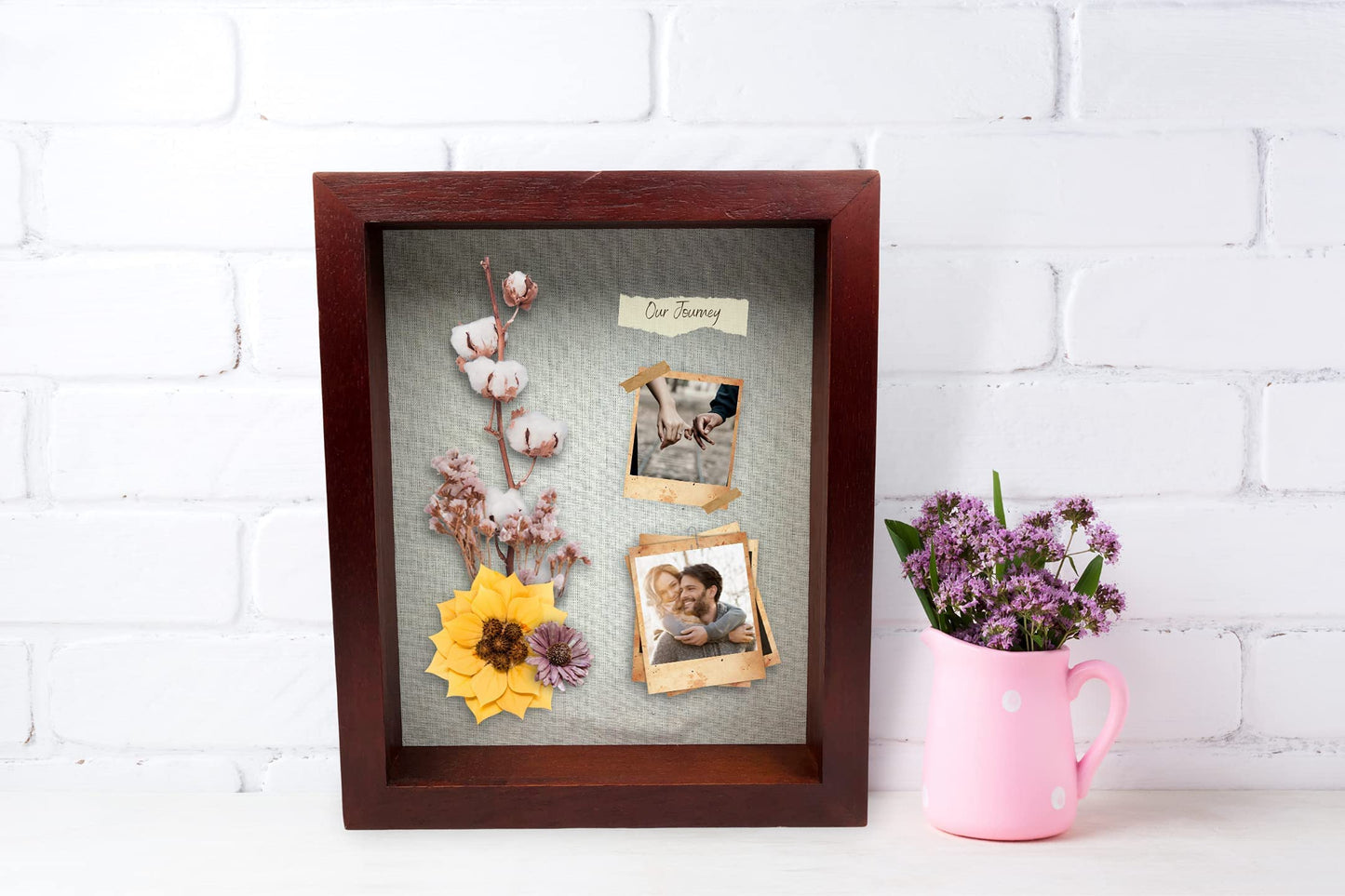 ILOT 8"x10" Solid Wood Mahogany Display Shadow Box Frame - Memory Box for Keepsakes (Picture Box, Military, Wedding, Graduation, and Flower Shadow Box)