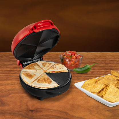 Nostalgia Taco Tuesday Quesadilla Maker – 5 Inch Cooking Surface for Mini Quesadillas, Red