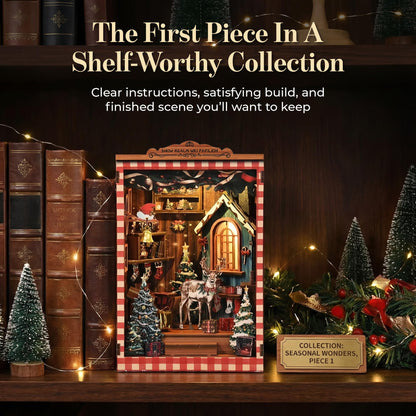 Book Nook Kit - DIY Miniature House Kit for Adults, Teens and Beginners, Booknook Library Tiny House Bookshelf Decor 3D Wooden Puzzle, Gifts for Family, Friends (Floral Reverie)