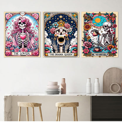 GOUOYANA Skull Diamond Art Kits for Adults - 9pcs, Tarot Card Diamond Painting for Beginners, DIY Full Rhinestone 5D Gothic Diamond Painting Kits (Gemstone Craft), Home Wall Decoration (12x16 inch)