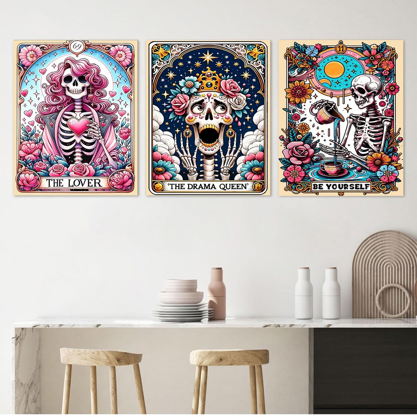 GOUOYANA Skull Diamond Art Kits for Adults - 9pcs, Tarot Card Diamond Painting for Beginners, DIY Full Rhinestone 5D Gothic Diamond Painting Kits (Gemstone Craft), Home Wall Decoration (12x16 inch)