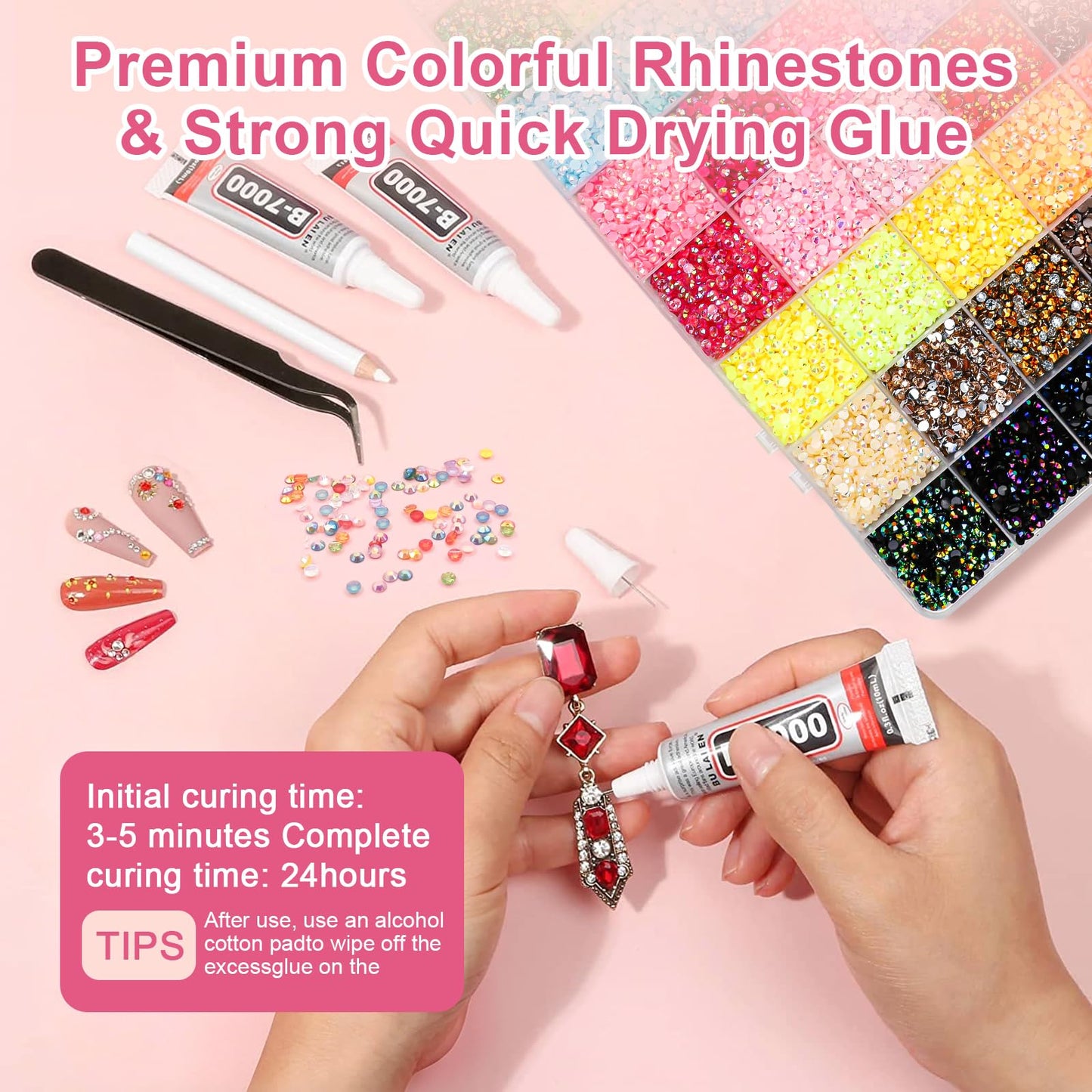 Acrridi 40000Pcs 40 Colors Resin Rhinestones Bedazzling Kit, Multicolor Flatback Gems, DIY Nail Art Clothing Tumblers Crafts for Bedazzling Diamond Art Makeup (Style B)