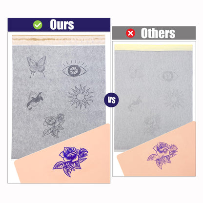 BIOMASER Upgraded Tattoo Transfer Paper,100 Sheets Tattoo Stencil Paper for tattooing,A4 size Tattoo Printer Paper 4 Layers Thermal Transfer Tracing Paper DIY Tattoos with Easy-Tear Perforation