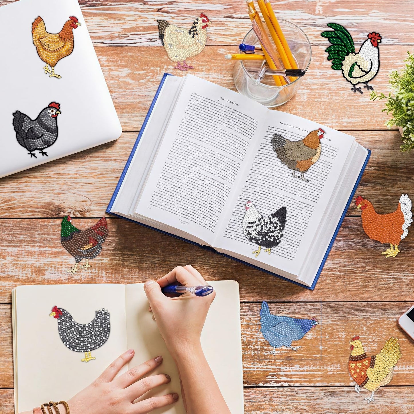 16 Pcs Chicken Diamond Painting Magnets Kits Diamond Art Fridge Magnet Refrigerator Sticker Diamond Painting kit for Beginners Adults DIY Art Craft Gifts Home Decors