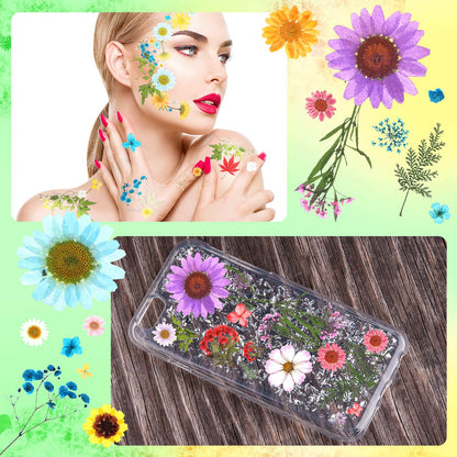 110 Pcs Dried Pressed Flowers for Resin, Real Dry Daisy Flowers and Leaves Bulk with Tweezers and Box Set, Art Crafts Resin Jewelry Making Scrapbook DIY Supplies Card, Soap, Candle Making, Nail Decor