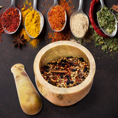 Heavy Duty Polished Hard Stone Mortar and Pestle, Natural Stone Grinder for Spices, Pastes, Herbs, Seasoning (Haldi)