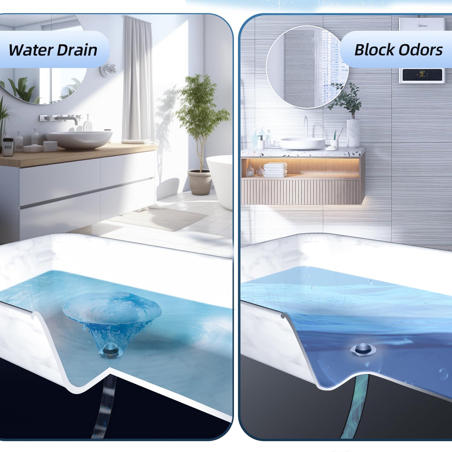 Universal 3 in 1 Bathtub Drain Stopper, Pop up Tub Stopper Bathtub Drain with Filter Basket, Anti-Clogging Bath Tub Drain Stoppers Fit 1.45-1.8” Hole,Bathtub Drain Hair Catcher