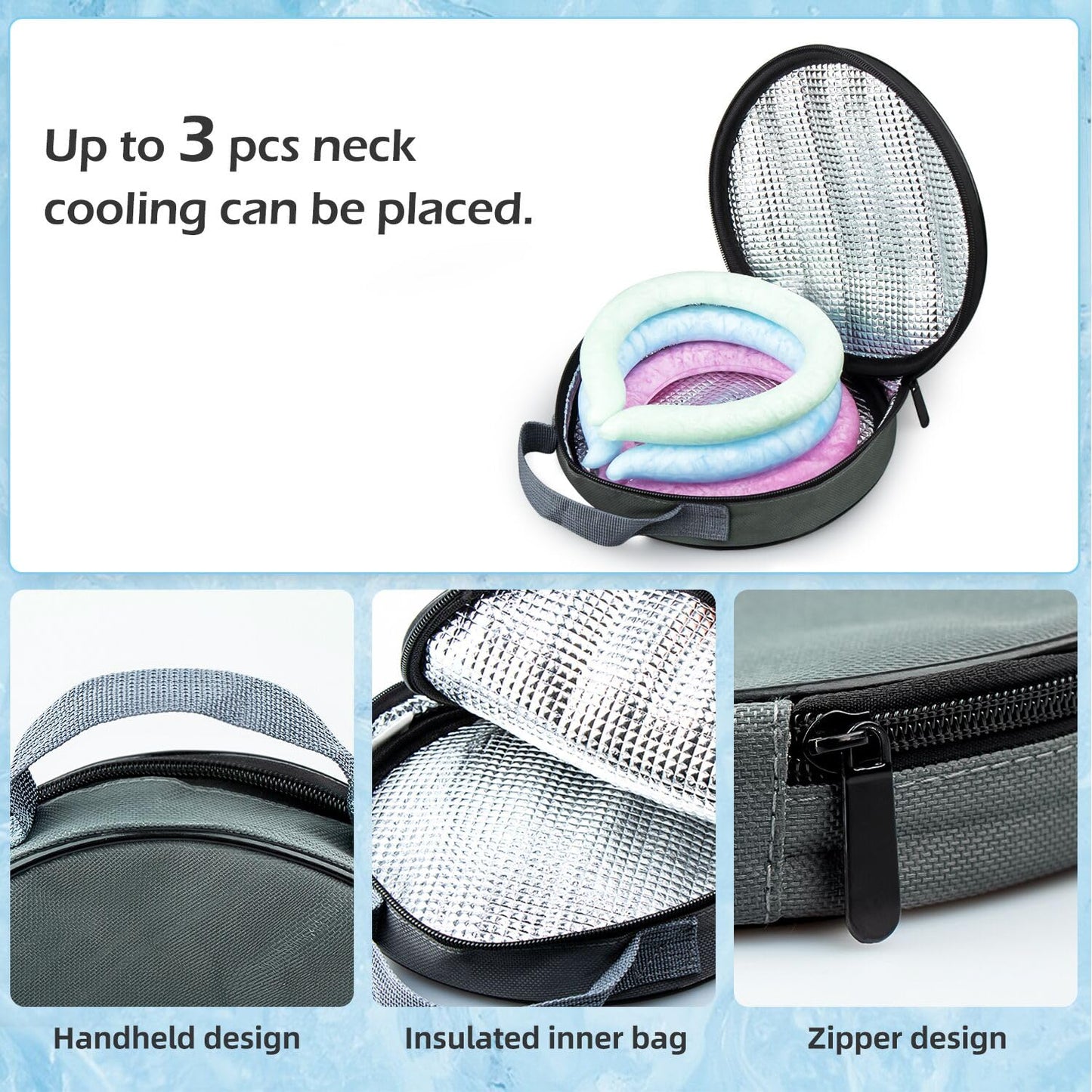 2PCS Neck Cooling Tube with Cold Insulated Bag,Reusable Ice Neck Ring Wearable Body Cooler Products for Summer Heat (Blue*2)