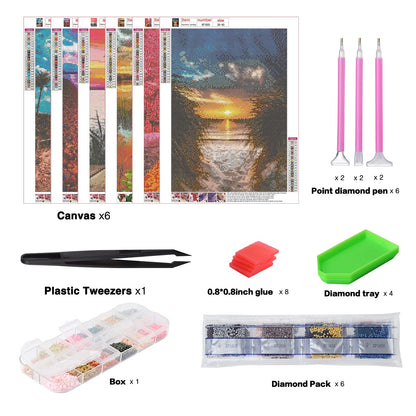 abcGoodefg Diamond Art Paintings Kit 6 Packs, DIY 5D Diamond Art Kits for Adults Landscape Set Round Full Drill Paint by Diamonds, 12x16 inch