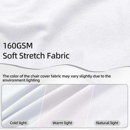 6 Packs White Spandex Stretch Folding Chair Covers for Wedding Party,Universal Fitted Washable Dining Seat Slipcovers