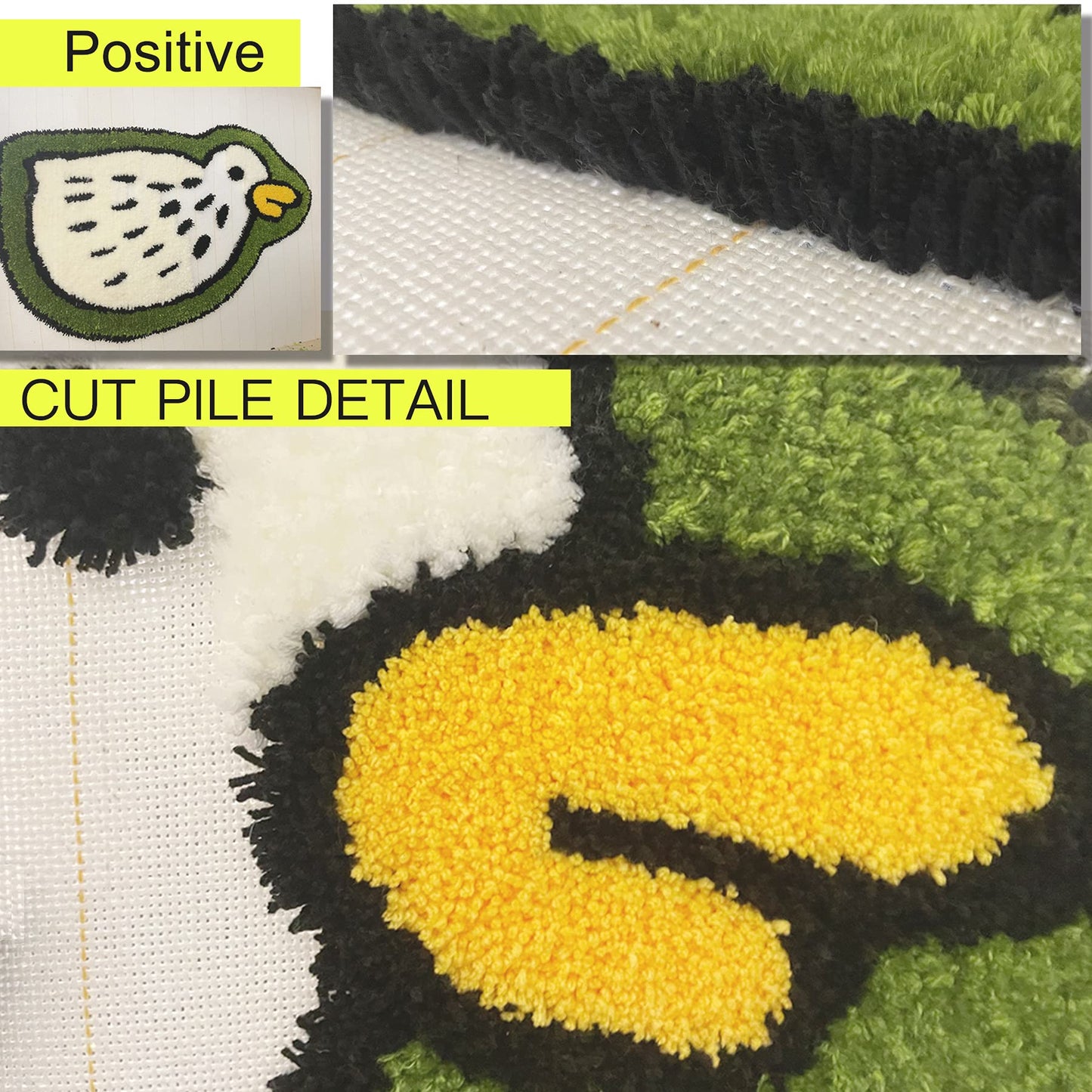 45" x 45" Large Primary Tufting Cloth with Yellow Marked Lines for Tufting Gun, Monks Cloth for Rug Making Kit – Includes 1 Yarn Threader & 2 Glue Scrapers