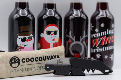 Wise Products Premium Corkscrew Wine Bottle Opener, Black Edition for Wine Lovers, Eco-Friendly Pouch (1 PACK)