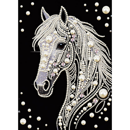 WSLWXSHM Pearl Diamond Painting Kits for Adults Horse, 5D Special Shape Diamond Art Kits for Beginners, Crystal Rhinestones Diamond Painting for Home Wall Decoration Gift 12×16inch/30×40cm, Animal