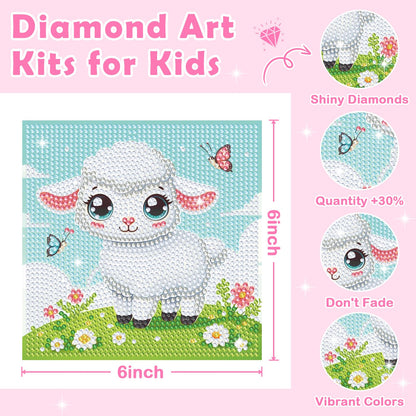 NANZHOO 4 Pack Diamond Art Kits Diamond Painting Kits for Beginners, 5D Cute Animals Diamond Art Gem Art Dimond Art Paintings, Mosaic Kits DIY Full Drill for Gift Home Wall Decoration, 6x6 Inch