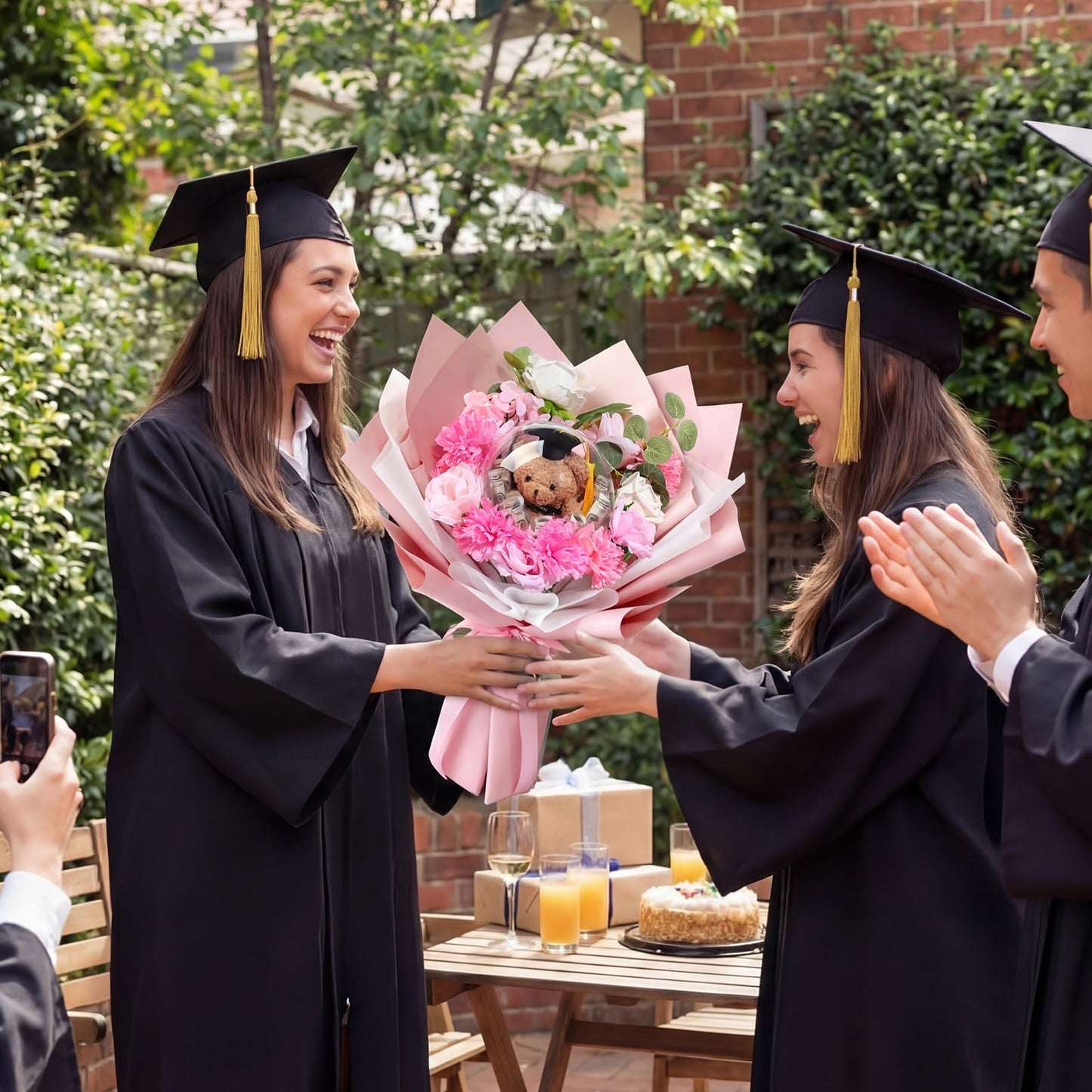 Soulchen Graduation Money Flower Bouquet Kit for DIY Handmade Graduations Balloon Bouquet Artificial Flower Gift for School, College Grad Ceremony for Her Him Grad Party Gifts Favors(Cute,Pink)