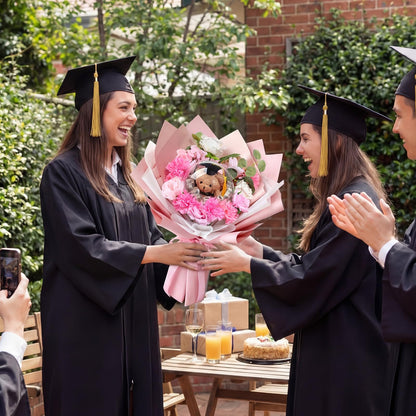 Soulchen Graduation Money Flower Bouquet Kit for DIY Handmade Graduations Balloon Bouquet Artificial Flower Gift for School, College Grad Ceremony for Her Him Grad Party Gifts Favors(Cute,Pink)