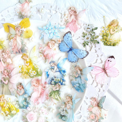 Ychsring Angel Fairy Stickers Set - 160 Pcs Clear PET Fairy Stickers for Scrapbook, Journal, Junk Journal, Collage - Waterproof Transparent for Resin, Craft & Scrapbook Supplies