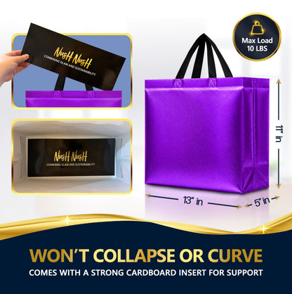 Nush Nush Purple Gift Bags Large Size – Set of 30 Purple Large Reusable Gift Bags With Handles - Perfect Goodie Bag for Halloween Treats, Holidays, Bachelorette, Birthday Party Favors – 13Wx5Dx11H