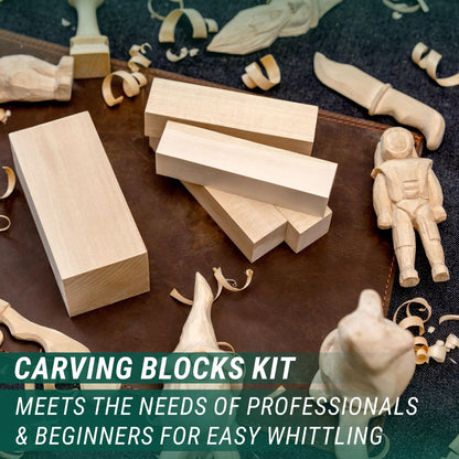 BeaverCraft Wood Carving Kit for Beginners S16 – Whittling Knives Sloyd, Chip Wood Carving Knife, Basswood Blocks for Carvers - Whittling Tools Set