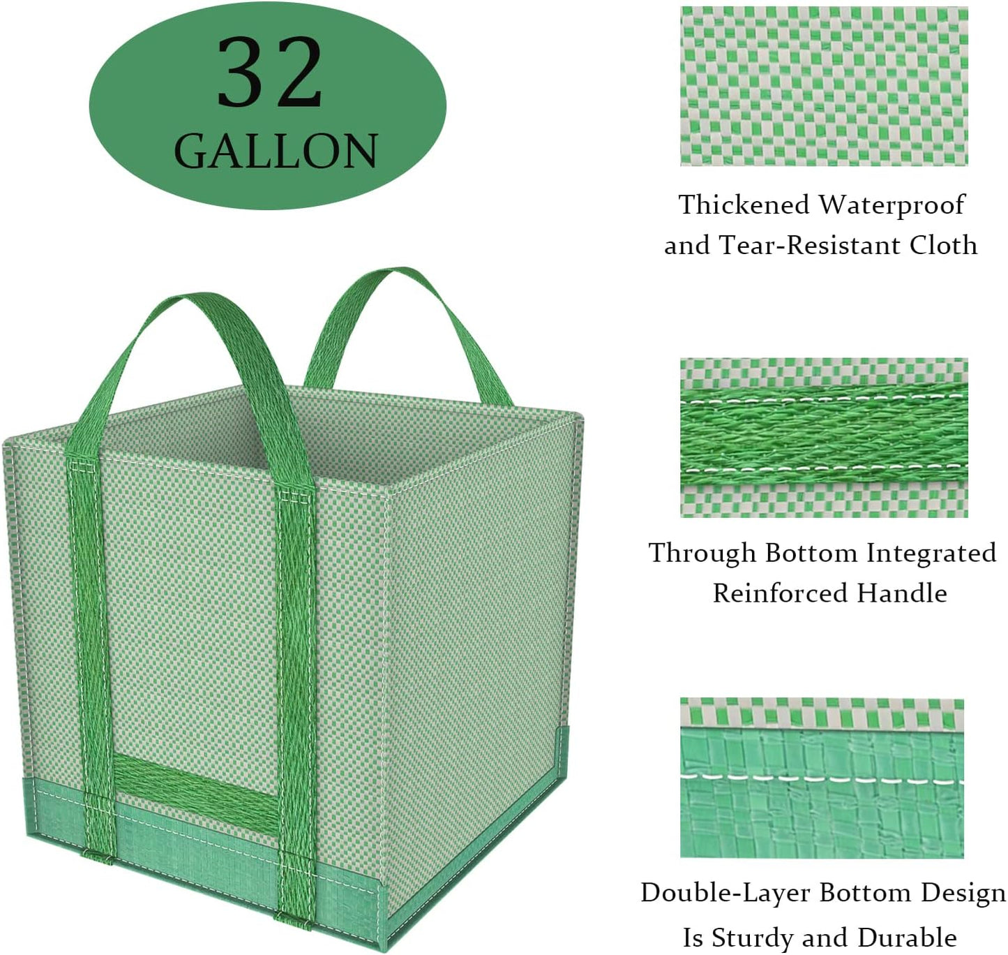 CDLXSH 32 Bushes(2-Pack 32Gallons) Gallons Reusable Garden Waste Bags, Yard Waste Bags, Lawn/Leaf Bags, Heavy Duty