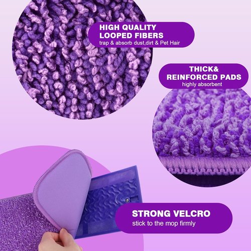 HOMEXCEL Microfiber Mop Pads - Reusable PowerMop Refills for 13"-15" Spray Mop | Machine Washable, Pack of 4