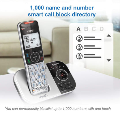 VTech VS112-4 Bluetooth 4 Handset Cordless Phone for Home with Answering Machine, Call Blocking, Caller ID, Intercom and Connect to Cell
