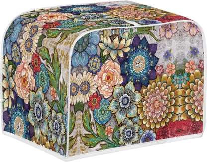 Bright Blossoms Toaster Covers 4 Slice, Dustproof Fingerprint Protectors and Greasy Protection, Anti-sputtering Machine