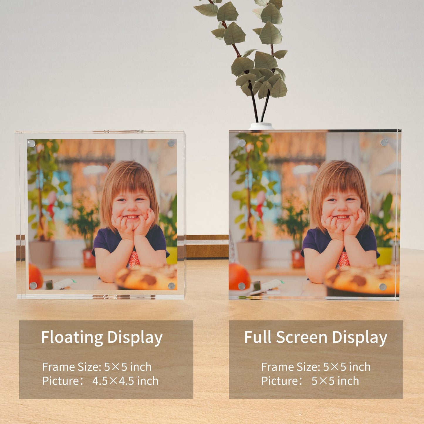 Sezanrpt Clear Booth Photo Frame 5x5, Perspex Square Picture Frame, Acrylic Photo Frame for 5x5, 4x4, 3x3 Picture Display