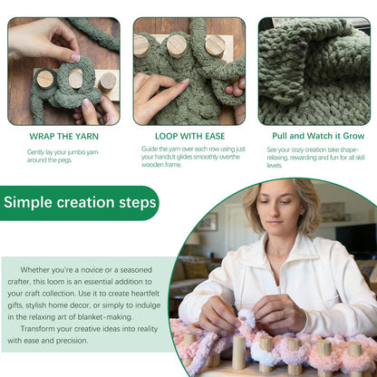 sdaeye 52" Chunky Knitting Blanket Loom – Portable, Foldable Design for DIY Beginners, Customizable Hand Knitting for Chunky Yarn Blankets, Stress Relief