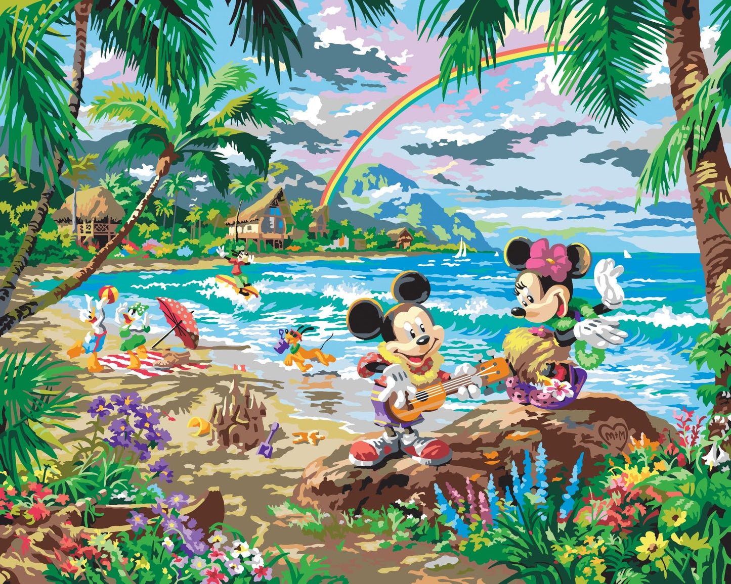 Cra-Z-Art Disney Dreams Collection Deluxe Paint by Number Thomas Kinkade Mickey & Minnie in Hawaii