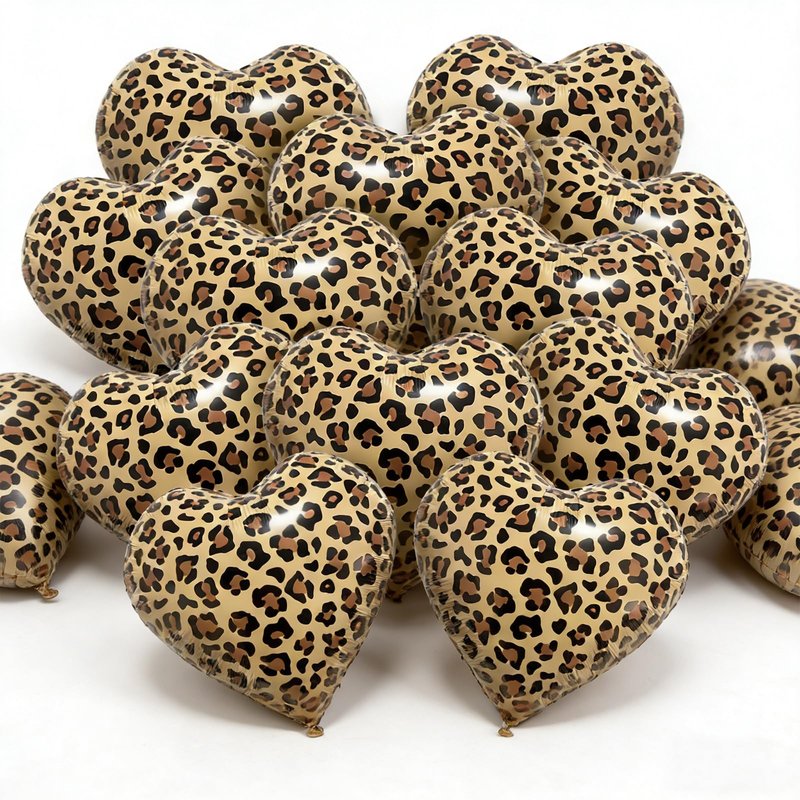 12 Pcs Leopard Print Heart Balloons 18 Inch cheetah Heart Shaped Foil Balloons for Valentine's Day Wedding Bridal Shower Engagement Birthday Party Camo Animal Jungle Party Supplies