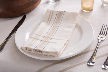 DII French Stripe Tabletop Collection Dining Table Linen Napkin Set, 20x20, White Chambray, 6 Piece