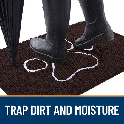 OLANLY Dog Door Mat - Absorbent Non-Slip Mud Mat for Paws | 47x24 Inches, Quick Dry Chenille, Brown