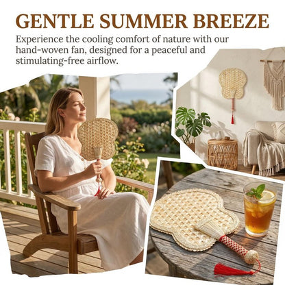 Goaste 2 Packs Hand Woven Fan, Handheld Wheat Straw Fans, Rustic Chinese Manual Fan for Summer Cooling, Wedding Palm, Home Decoration, DIY Decoration, Elderly Travel Supplies, Personal Use Gift