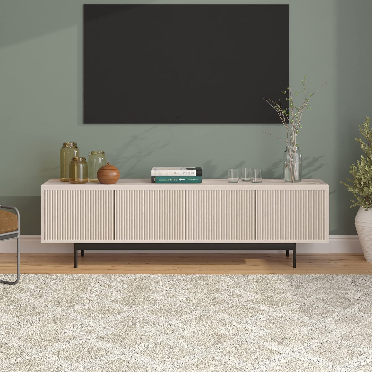 Henn&Hart Whitman, 70'' Rectangular TV Stand, Alder White
