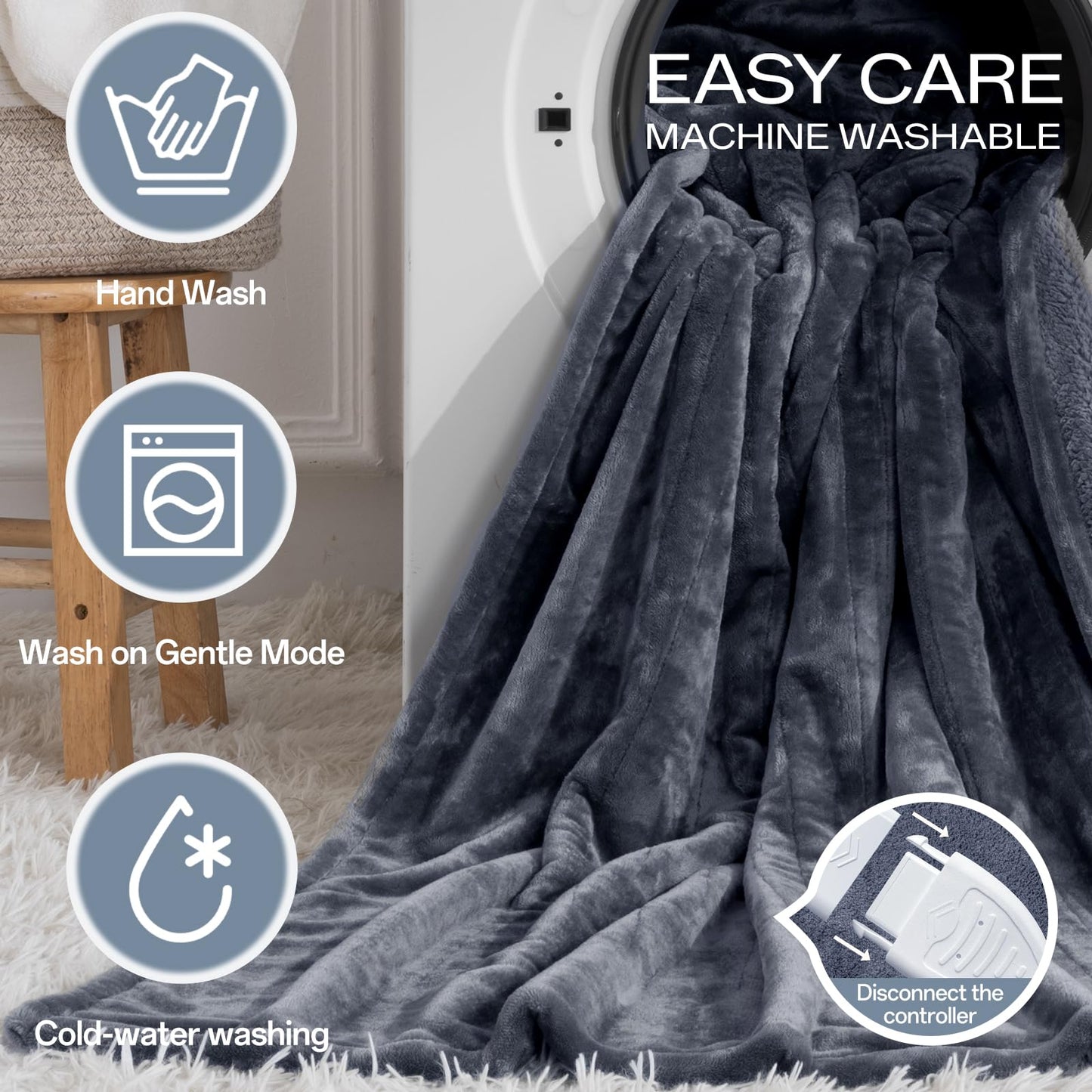 Heated Blanket Twin, Electric Blanket Soft Sherpa Flannel, 10 Hours Auto Shut-off & 8 Fast Heating Levels, Machine Washable ETL Certified, Heating Blanket for Bed & Sofa (62x84 inches, Gray)