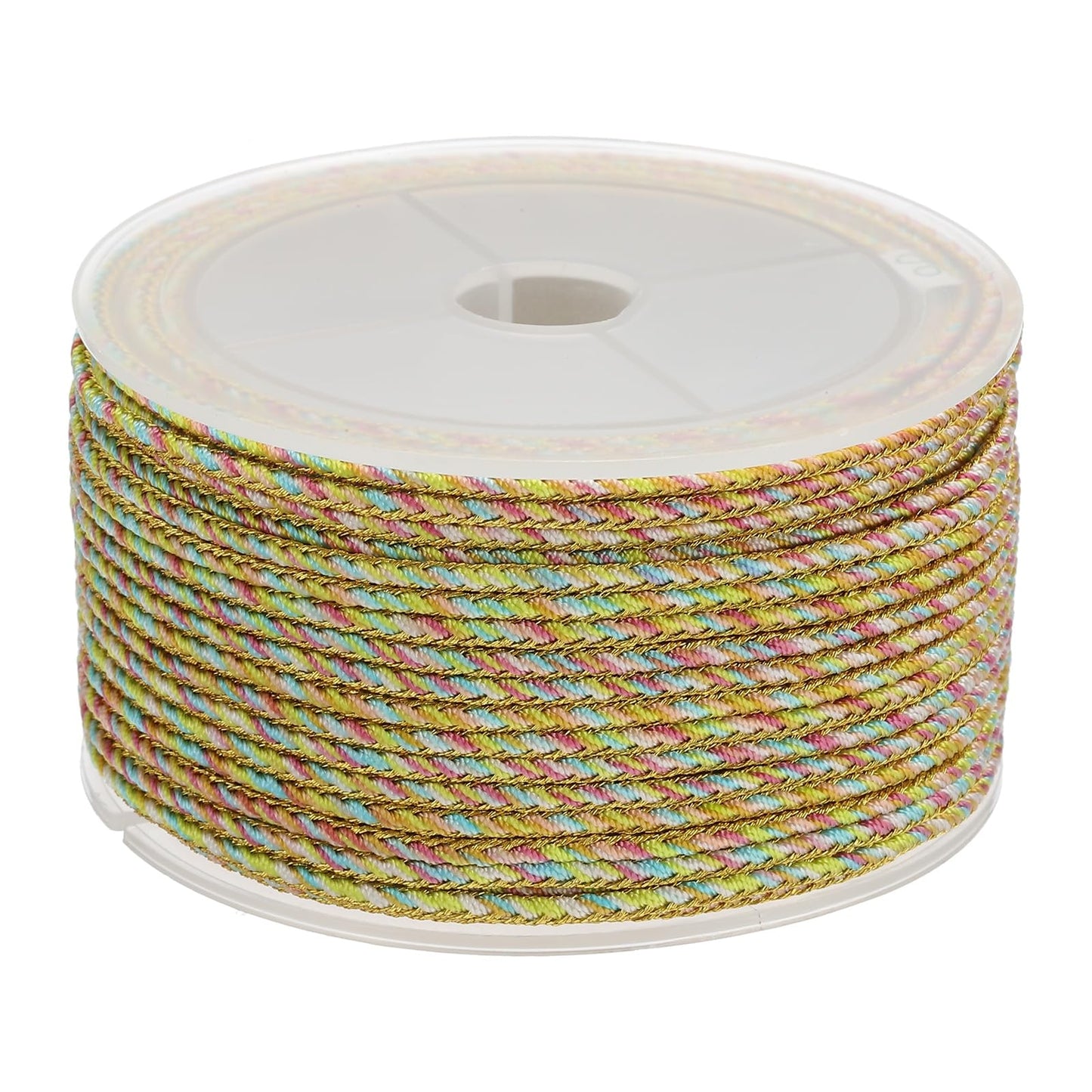 PATIKIL 15 Yards x 2.5 mm Braided Cord, Metallic Bracelet Knotting Macrame Cord Braiding Beading Thread Twine Rope for String Knitting DIY Jewelry Making Plant Wall Hanger, Gold
