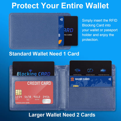 RFID Blocking Card, Contactless NFC Debit Credit Card Passport Protector Blocker Set for Men&Women, Slim Design One Card Protects Entire Wallet/Purse, 5 Pack