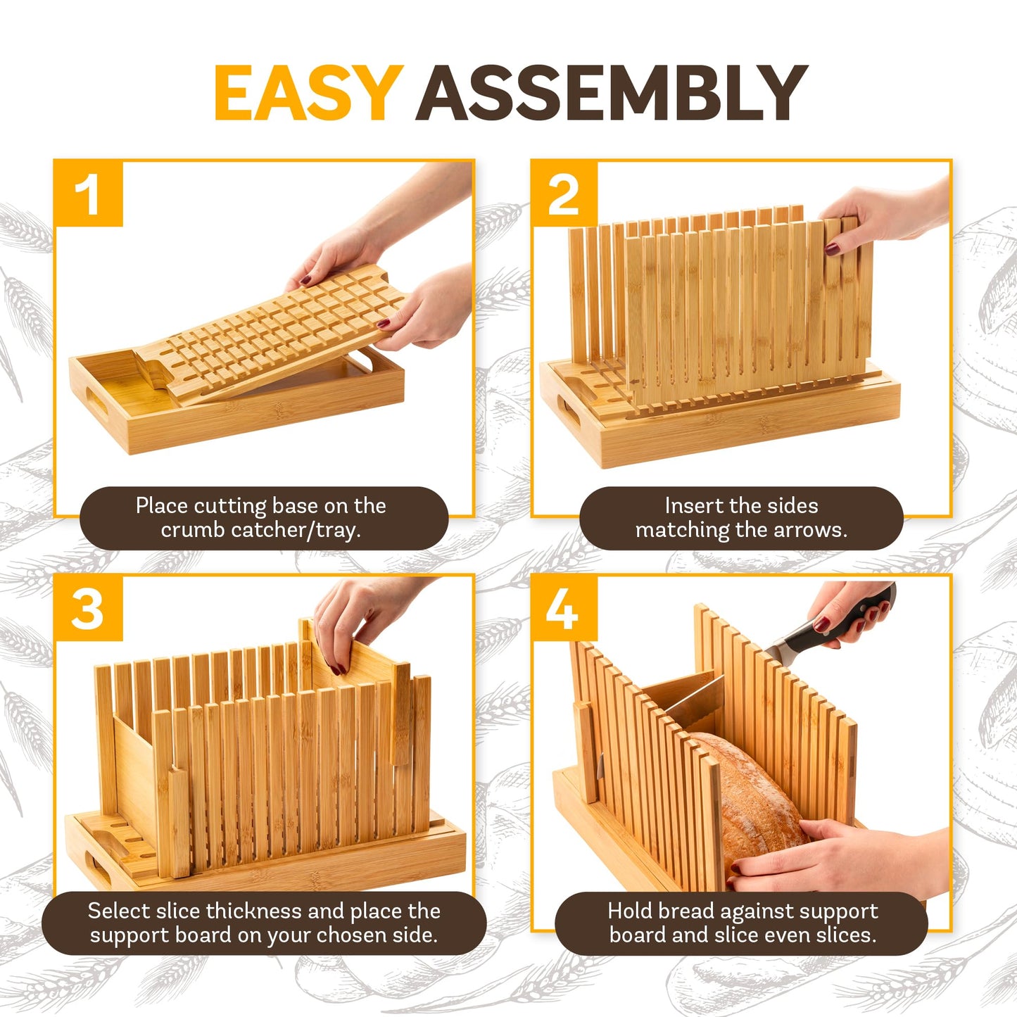 Bread Slicer for Homemade Bread - Bambüsi Upgraded Adjustable Bamboo Bread Cutter Board, Foldable Slicing Guide with Crumb Tray for Sourdough, Artisan Loaves, Bagels, Cakes, Bakery Kitchen Gadget Gift