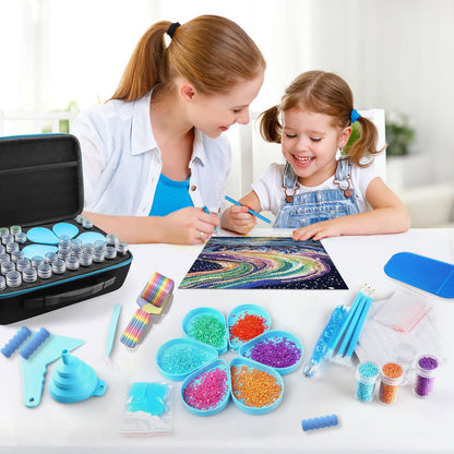 Aicmerk 60 Slot Diamond Art Storage Containers, Portable Diamond Painting Organizer with Tools, Leak Proof Bead Storage Container for Craft Supplies and DIY Art Accessories