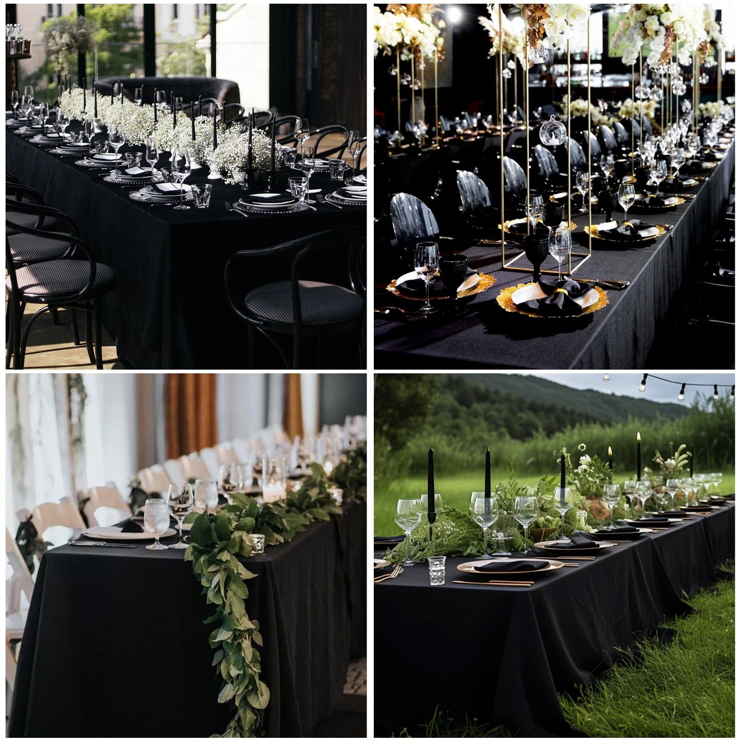 Mclisle 8 Pack Black Tablecloths 60 x 126 Inch Table Cloths for 8 Foot Rectangle Tables, Wrinkle Resistant Washable Polyester Fabric Rectangular Tablecloth for Buffet, Wedding, Party, Banquet
