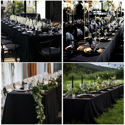 Mclisle 8 Pack Black Tablecloths 60 x 126 Inch Table Cloths for 8 Foot Rectangle Tables, Wrinkle Resistant Washable Polyester Fabric Rectangular Tablecloth for Buffet, Wedding, Party, Banquet