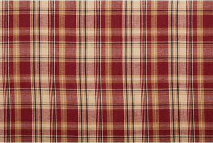VHC Brands Rustic Thanksgiving Kitchen Curtain, Beckham Plaid Rod Pocket Cotton Valance, 16x60 Inches, Rust Red