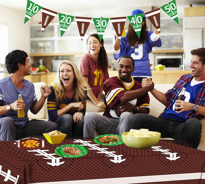 Football Party Decorations, Football Party Supplies Set Disposable Footballs Plates Tablecloth Napkins and Banner, Footballs Birthday Party Decorations