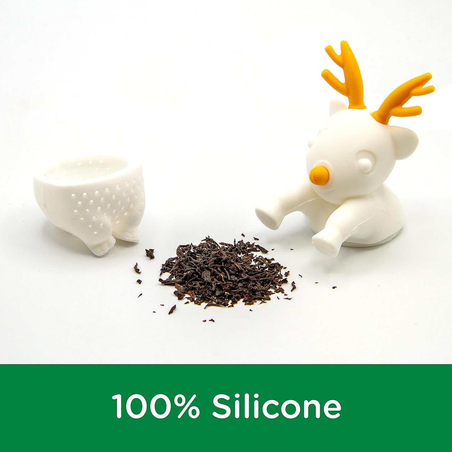 GAMAGO Reindeer Tea Infuser - 100% Silicone Non-Toxic Reusable Loose Tea Steeper, Funny Gift Tea Leaf Strainer