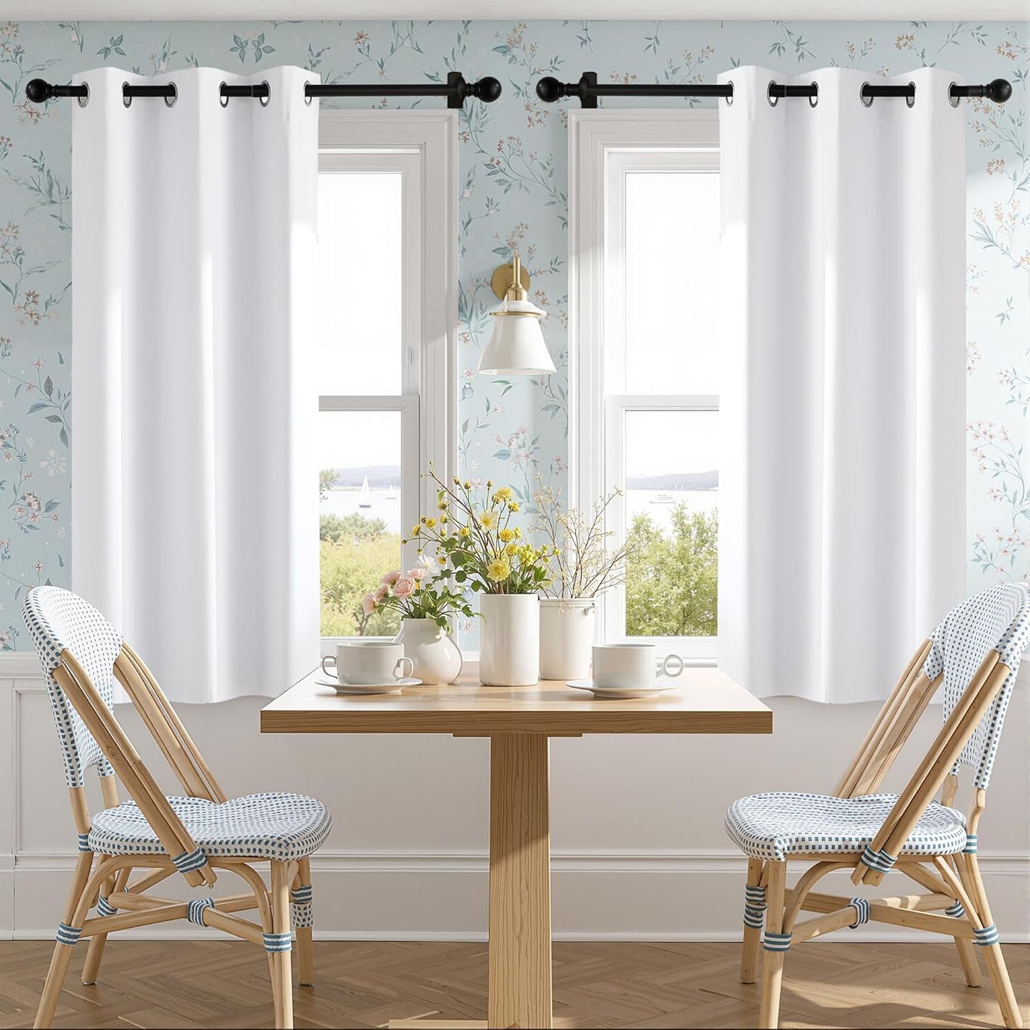NICETOWN 100% Blackout Window Curtain Panels - Thermal Insulated Drapes, 90 Inch Length, Snow White, Set of 2