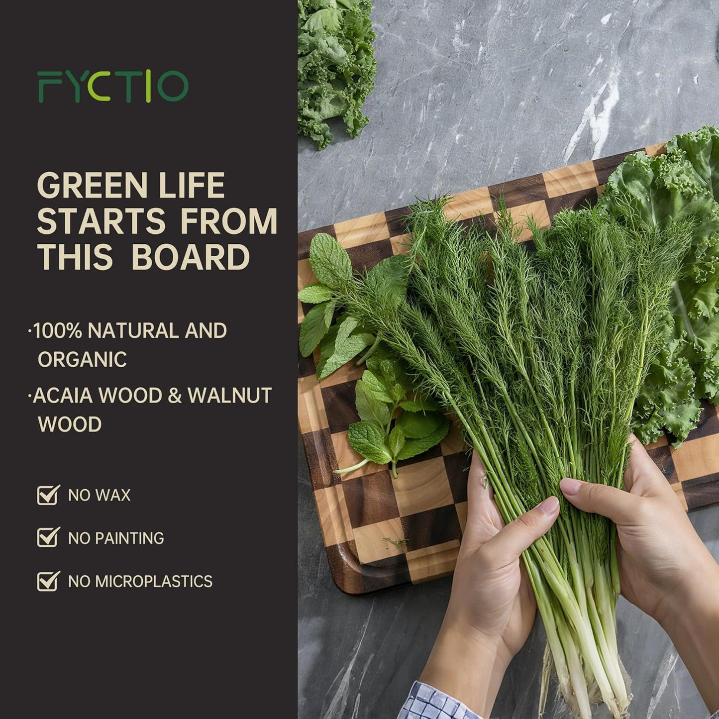 16" 11" 1.4" Checkered Cutting Boards for Kitchen, Acacia Wooden Chopping Board with Juice Grooves & Handles, Thickened