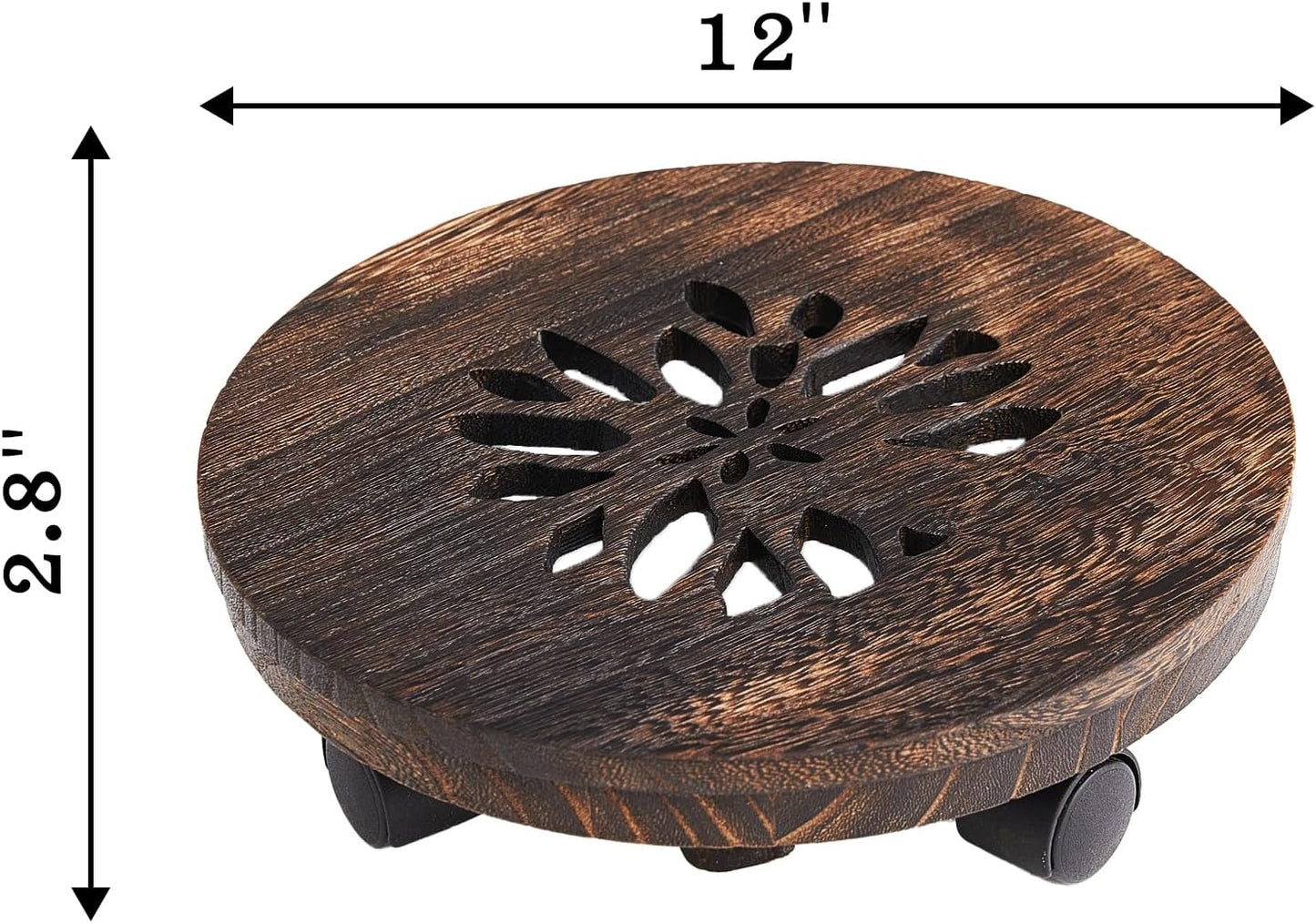 Timwooly 12" Plant Caddy Plant Stand with Wheels Rolling Plant Stand Heavy Duty Wood Plant Caddy, Heavy Duty Rolling